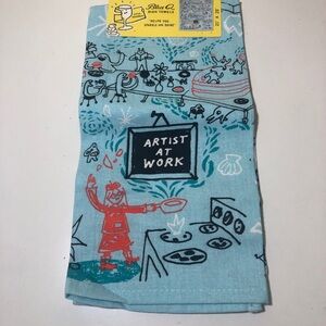Blue Q Dish Towel Artist At Work Cook Chief Kitchen Food NEW 21x28